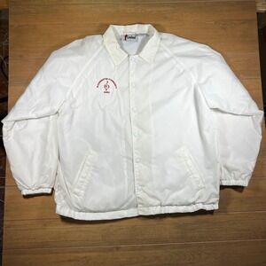 Vintage Cardinal Bloomington Community‎ Band White Coach Jacket men XL Lined